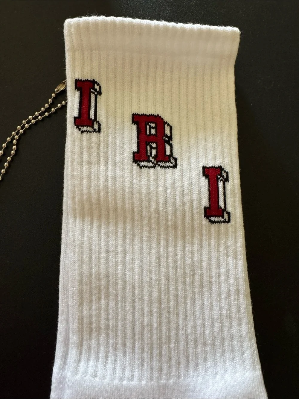 Amiri RED Block Collegiate LOGO Crew Ribbed Socks Size 43-44 ( Size 10-11) NEW